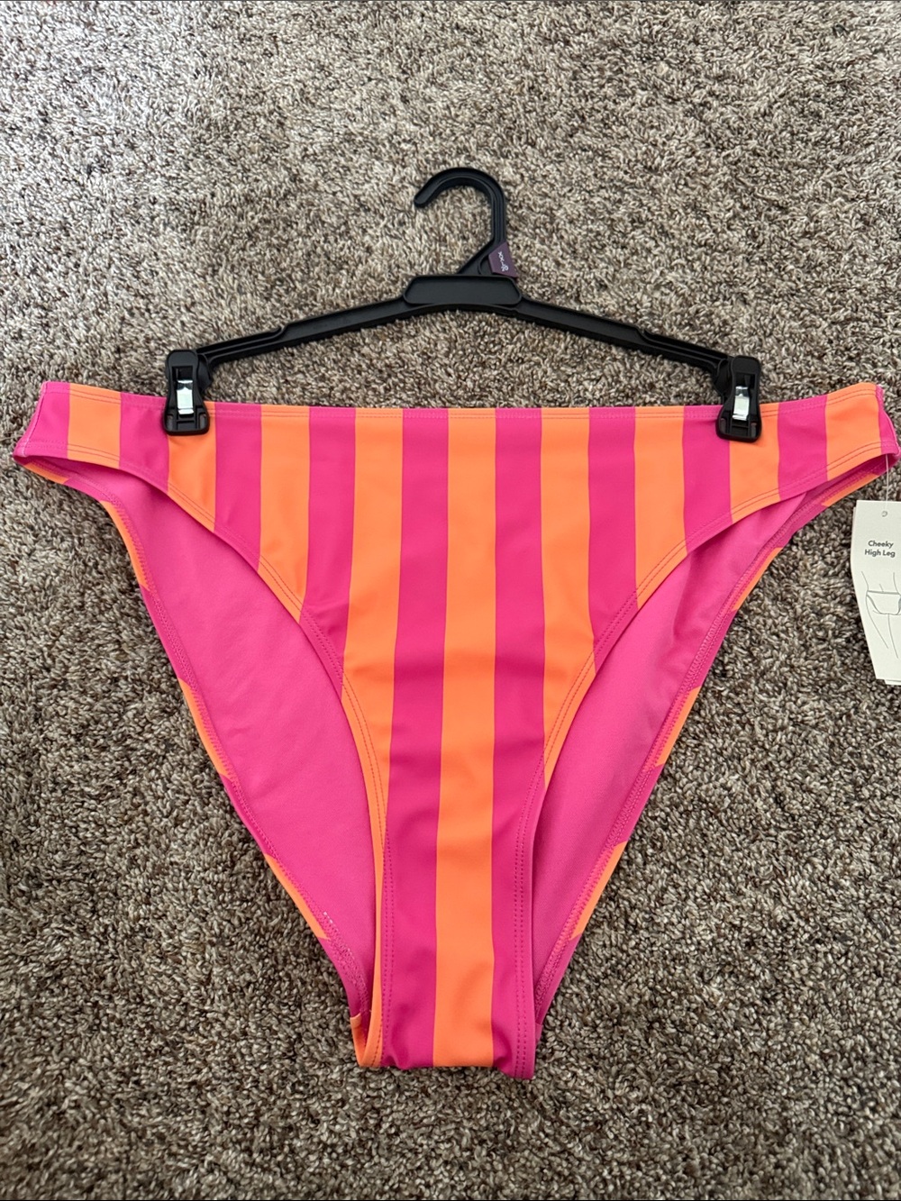 Women’s High Cut Bikini Bottom - Pink & Orange Stripe XXL